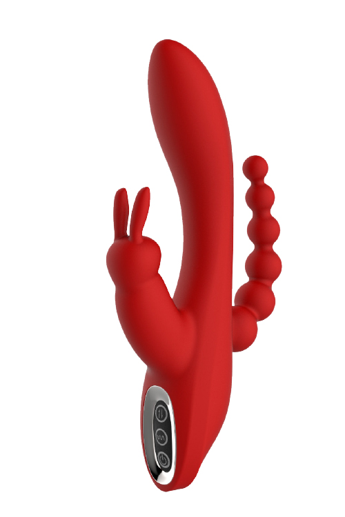 Wibrator króliczek waginalny analny potrójny 21cm