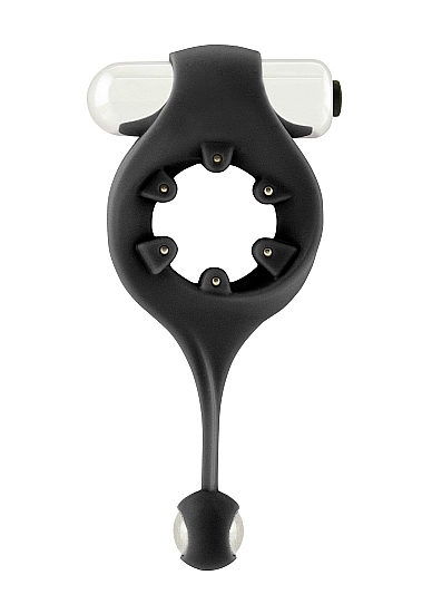 Infinity – Vibrating Cockring with Dangling Ball – Black