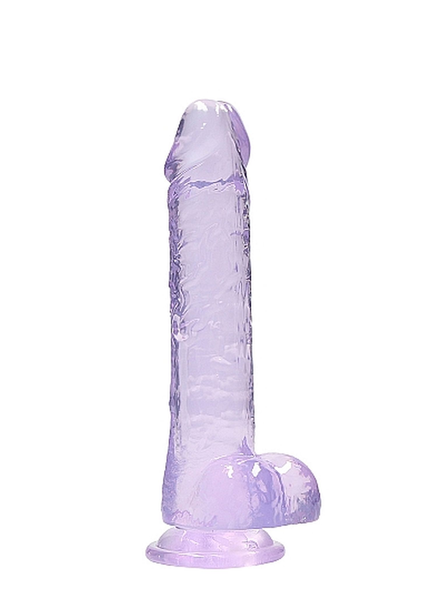 Duże fioletowe dildo z przyssawką i jądrami 21cm