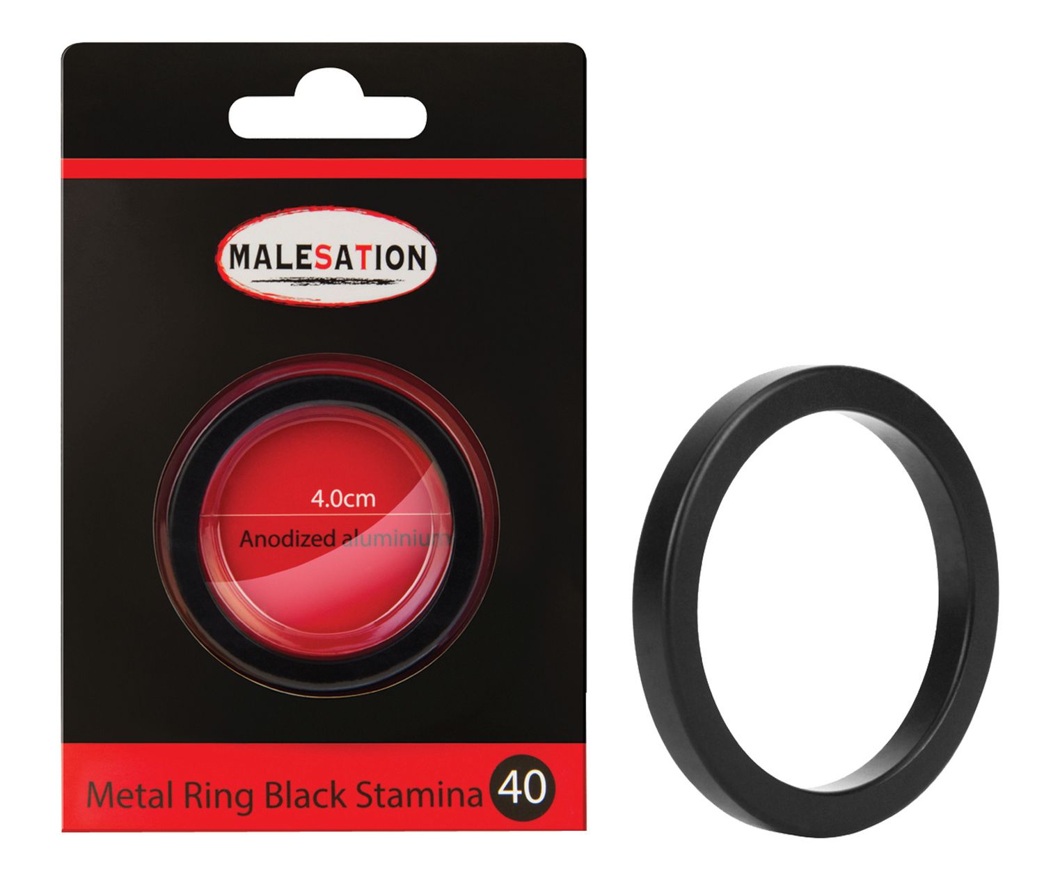 Metalowy aluminiowy pierścień na penisa czarny 40m